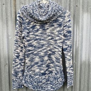 Derek Heart blue and white knit cowl neck sweater
